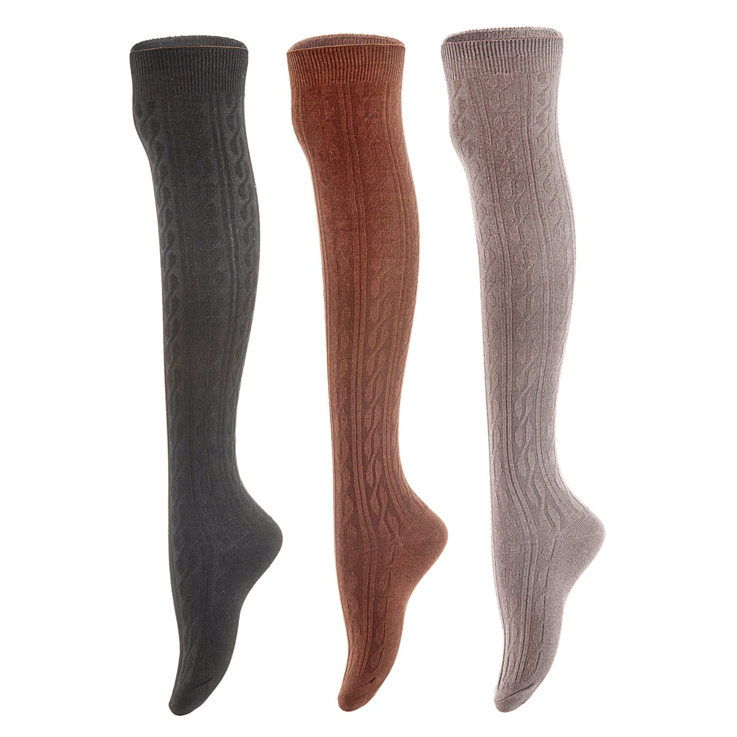 3 Pairs Awesome Women Thigh High Cotton Boot Socks. Durable Knee High ...
