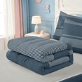 thumbnail image 5 of Erosebridal Minimalist Stripe Zipper Full Size Comforter Sets with Fitted Sheet and 2 Pillowcases,Linear Lines Zipper Bedding Set,Light Gray Reversible,4pcs, 5 of 7