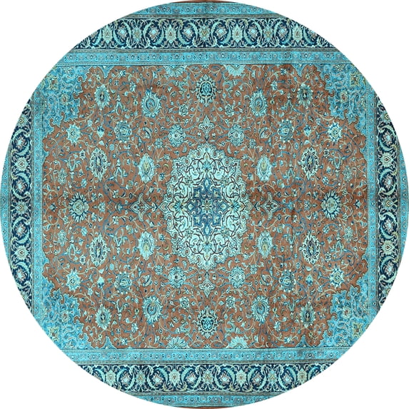 Ahgly Company Indoor Round Persian Light Blue Traditional Area Rugs, 3' Round