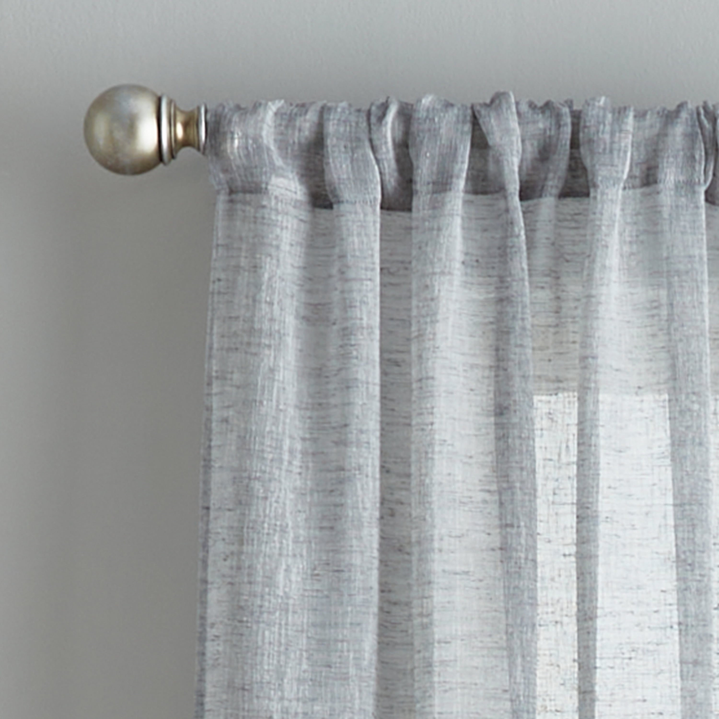 Curtainworks Pandora Indoor Polyester Sheer Rod Pocket Panel Pair , Grey , 38"x63" , Set of 2