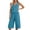 Blue, variant on Women's Sleeveless Zip-Front Top and Wide Leg Culottes Two Piece Outfit with Pockets for Casual Everyday Wear