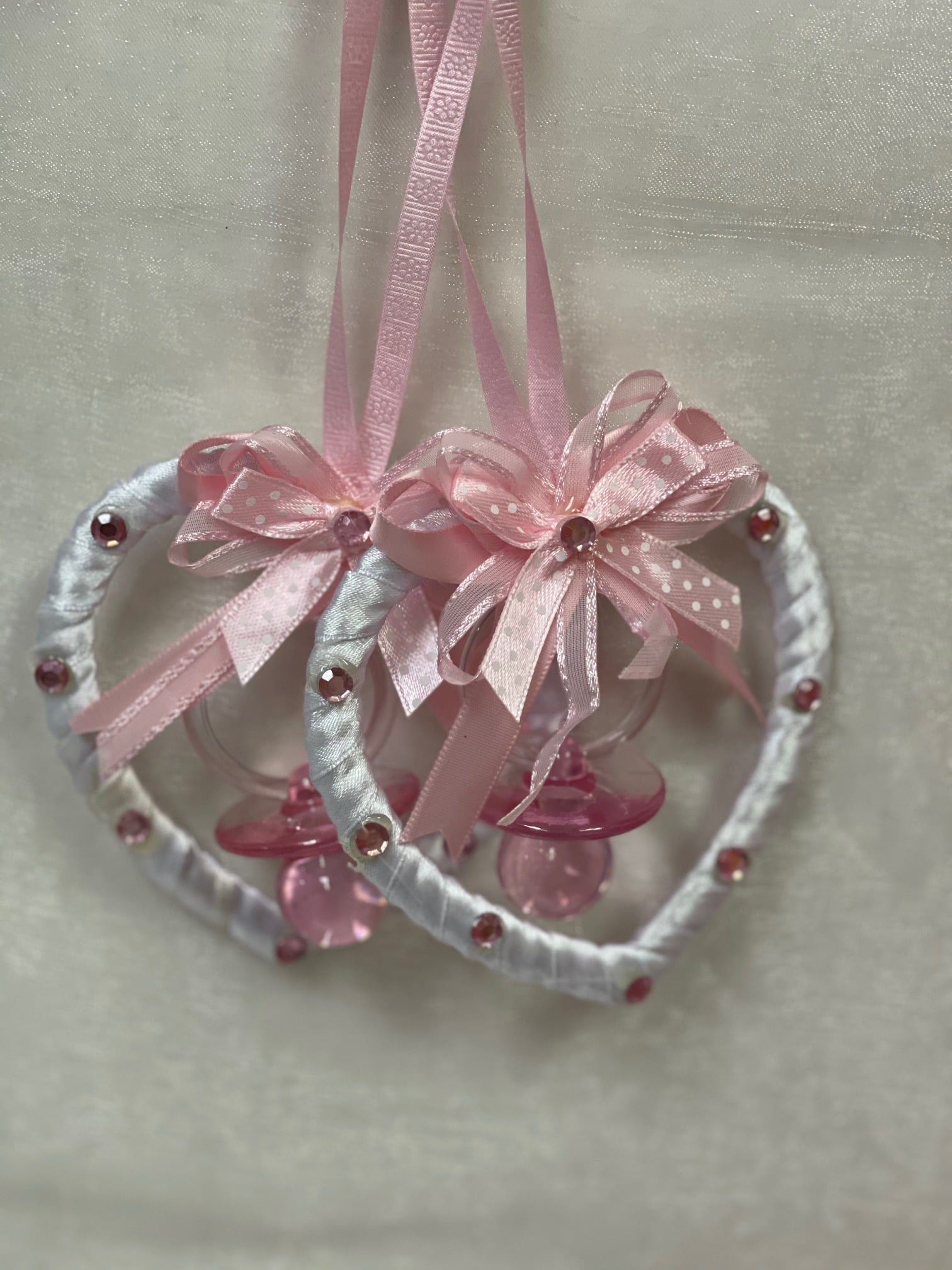 CHARMED Heart Pacifier Necklaces Baby Shower Games Favors Prizes Pink Baby Girl's Cute and Adorable 12PC