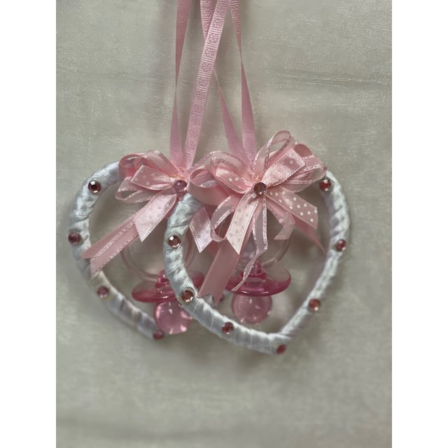 CHARMED Heart Pacifier Necklaces Baby Shower Games Favors Prizes Pink