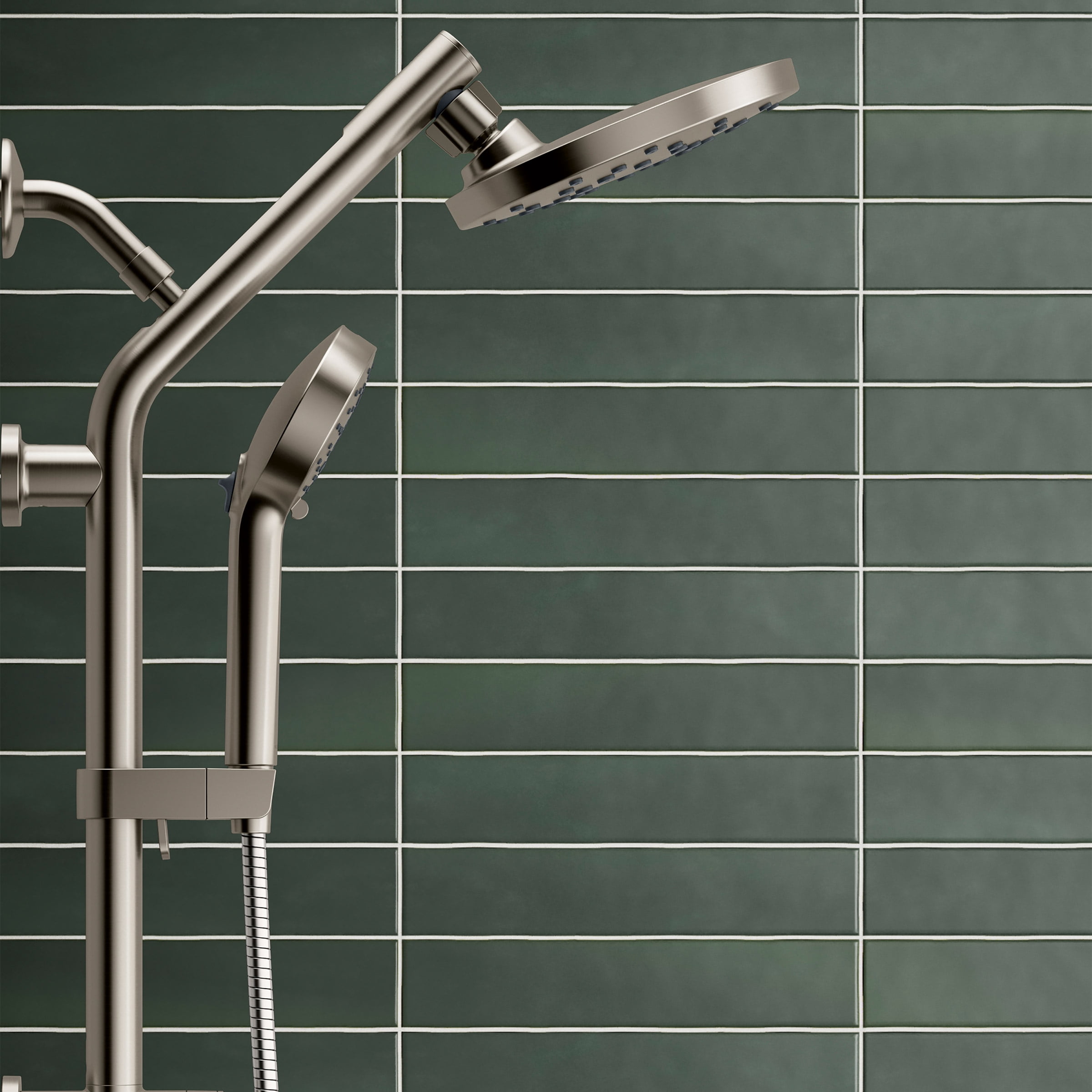 Kohler HydroRail 3-in-1 Multifunction Shower System, Brushed Nickel, with Handshower, Slidebar, 60" Hose, 5 Spray Functions, 1.75 GPM