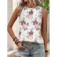 thumbnail image 6 of Tank Tops for Women Sleeveless Eyelet Shirts White&red flower XXL, 6 of 7