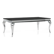 Furniture of America Alang Glam Glass Top Coffee Table in Black and Silver