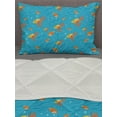 thumbnail image 3 of Hermit Crab Comforter & Sham Bedding Set, Sea Animals Theme with Seashells and Bubbles, 3 pcs Duvet Set Microfiber Filling Quilt, 5 Sizes, Deep Sky Blue Amber, by Ambesonne, 3 of 4
