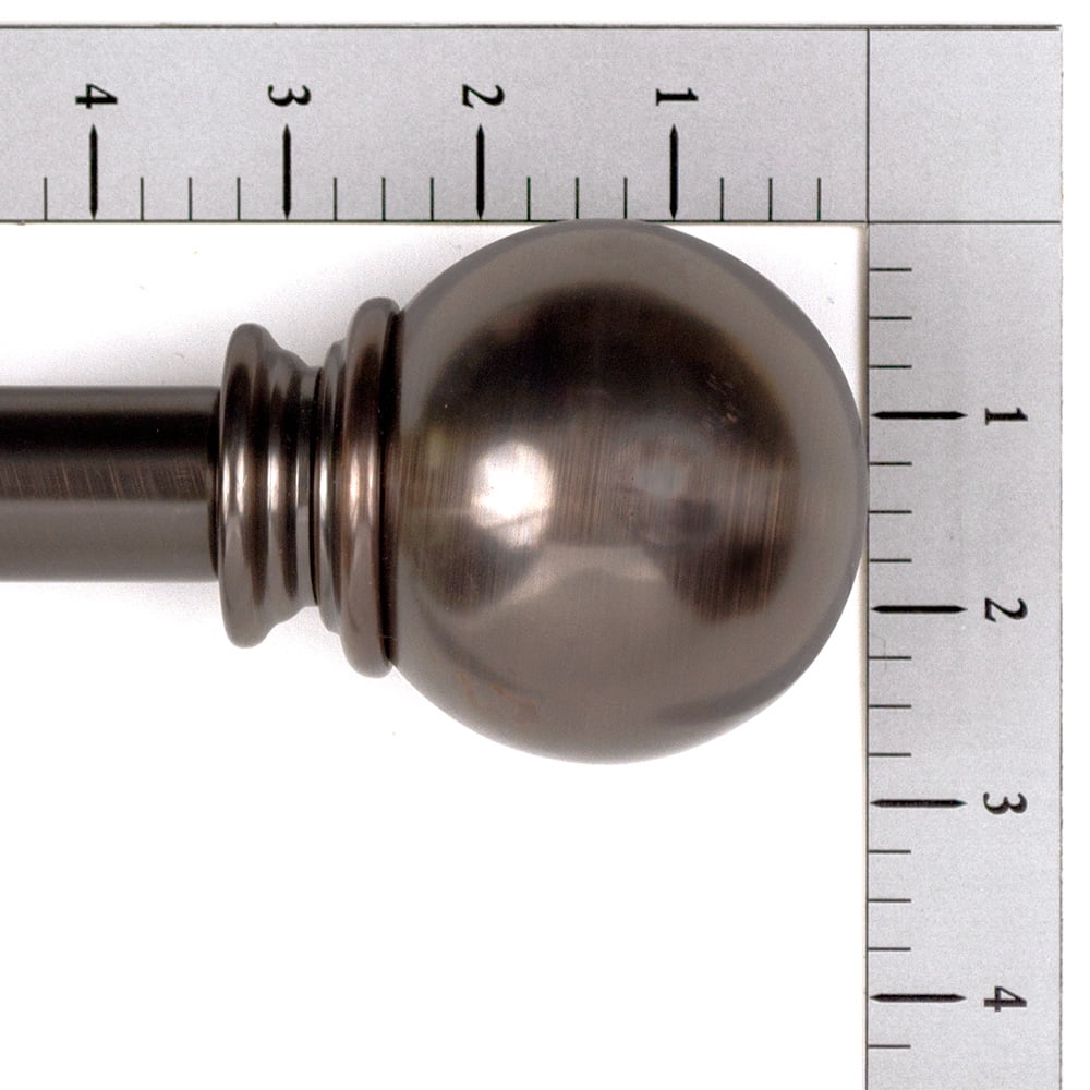 Lumino 1" and 5/8" Plated Oil Rubbed Bronze Classic Ball Adjustable Double Curtain Rod Set, 42"-120"
