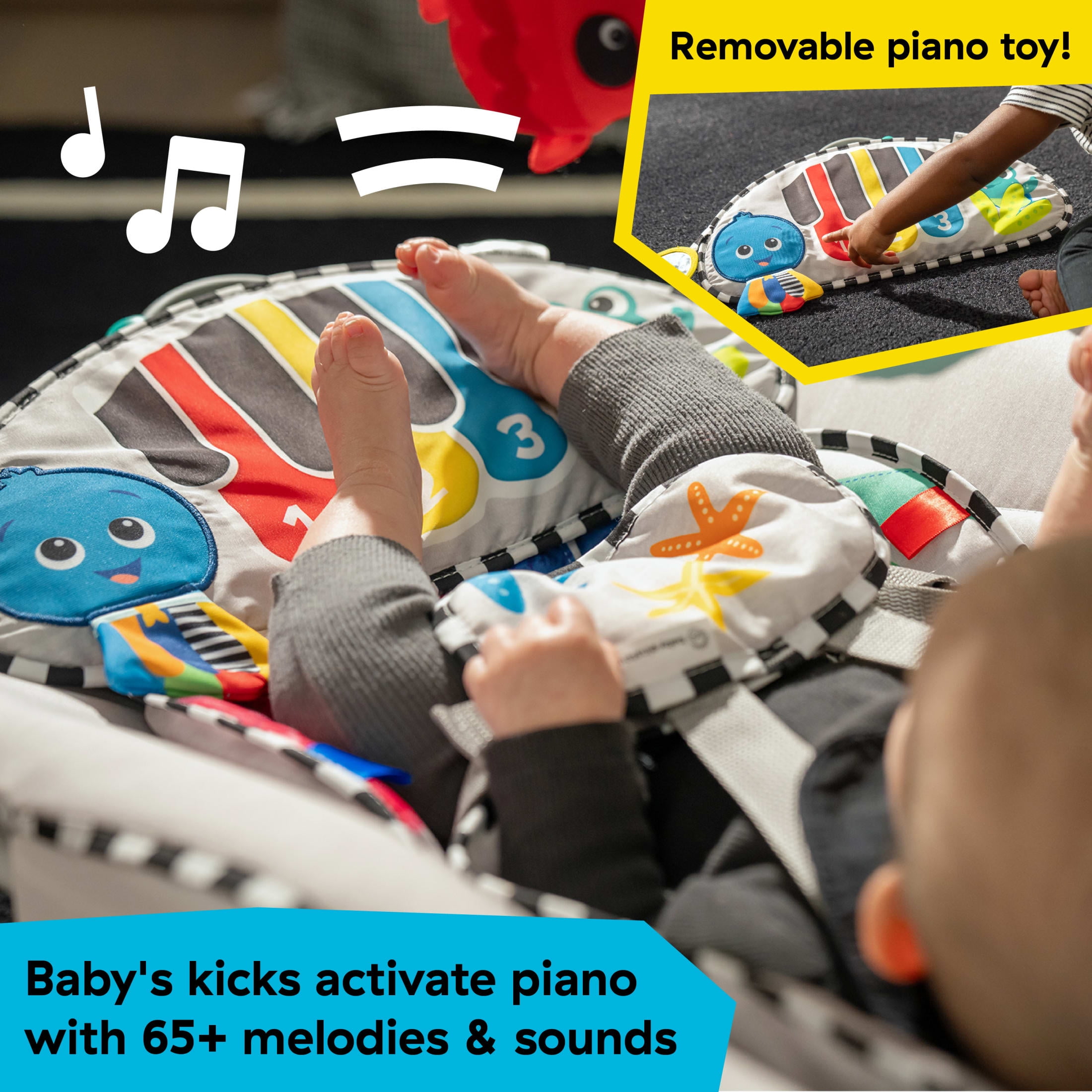 Baby Einstein Ocean Explorers Kick to It 4-in-1 Musical Swing & Rocker, with Removable Piano, 0+ Months