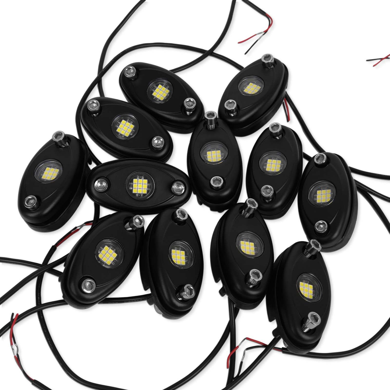 12 Pods LED Rock Lights, Ampper Waterproof LED Neon Underglow Light for Car Truck ATV UTV SUV Offroad Boat Underbody Glow Trail Rig Lamp (White)