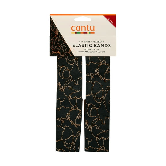 Cantu Elastic Edge Headband, Black & Gold, 2ct