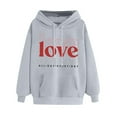 thumbnail image 4 of Pimelu Valentine Sweater for Women Womens Valentines Day Hooded Sweatshirts Oversized Pocket Drawstring Pullover Hoodies Tops Trendy Love Letter Print Sweatshirts, 4 of 6