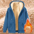 thumbnail image 2 of Unisex Fleece Hooded Winter Jacket Zip Up Warm Coat with Pockets Solid Color Casual Outerwear, 2 of 5
