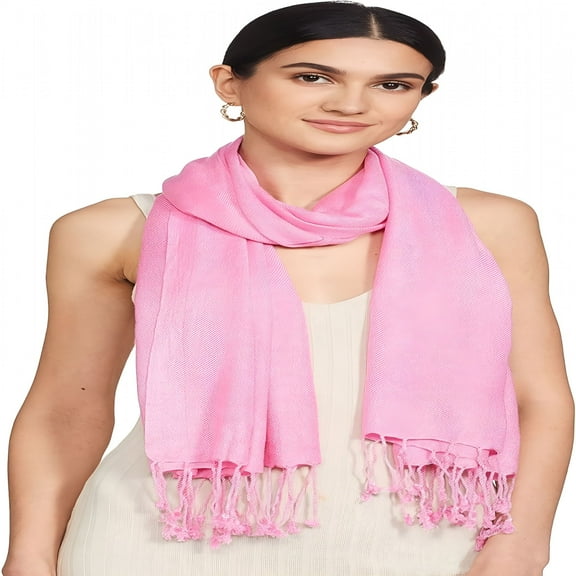 TELOLY Women Scarf Shawl Any Season Scarf Wrap Viscose Solid Baby-Pink Large