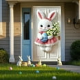 thumbnail image 3 of Kumdkd Easter Bunny Door Banner, 70x35in Pastel Spring Flowers & Eggs Hanging Decor with Bow, Indoor/Outdoor Holiday Banner for Porch, Wall - Washable Reusable, 3 of 5