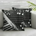 thumbnail image 3 of Nawypu Piano Keys Cushion Cover Pop Musical Instruments Pattern Throw Pillow Cover for Outdoors Chair Office Black Hippie Graffiti Style Cushion Case for Bedroom Car Party Couch,, 3 of 5