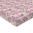 thumbnail image 4 of Ambesonne Japanese Fitted Sheet, Cranes Spring Flowering, King Size, Pale Purple Rose Green, 4 of 5