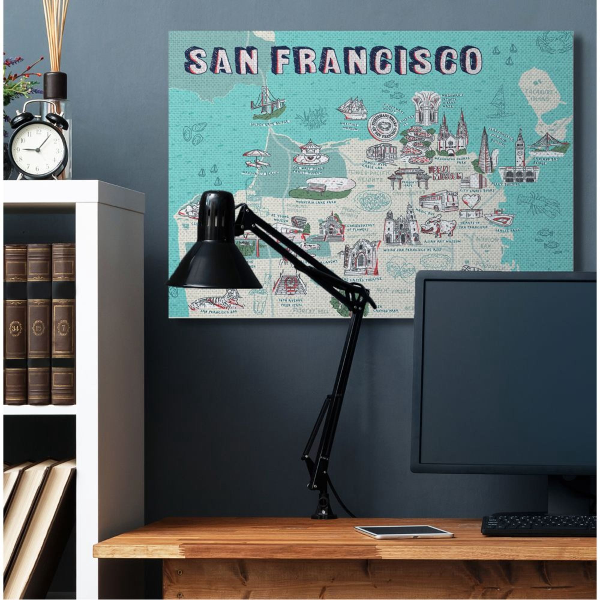 Stupell Industries San Francisco California City Map Tourist Destinations Design by Ziwei Li, 36" x 48"