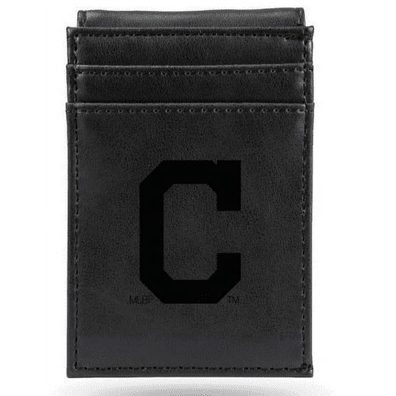 Cleveland Baseball Indians Laser Engraved Black Front Pocket Wallet Money Clip