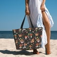 thumbnail image 5 of Large Beach Bags Water-resistant Sandproof - Mushroom snail Cute Beach Tote Bags for Women with Zipper, 5 of 6