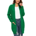 thumbnail image 3 of Aiyino Women Solid Sweater Open Front Long Sleeve Knit Cardigan Casual Sweaters with Pockets,Green L, 3 of 5