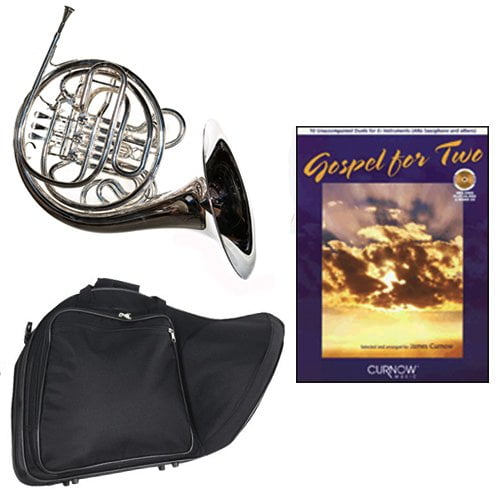 Band Directors Choice Silver Plated Double French Horn Key of F/Bb - Gospel For 2 Play Along Pack; Includes Intermediate French Horn, Case, Accessories & Gospel For 2 Play Along Book