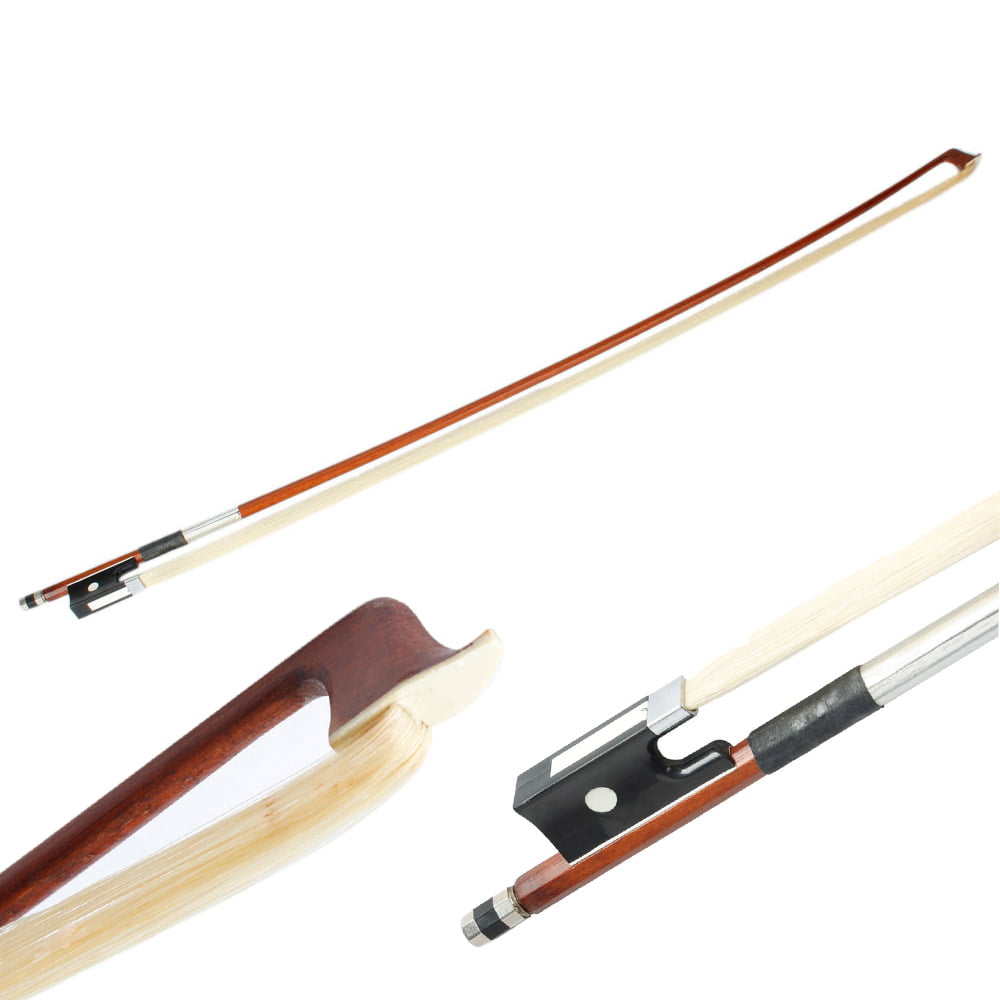 4/4 Full Size Violin Bow Black Handle Handmade Well Balanced Arbor White Horse Hair Fiddle Music Instrument Accessories 