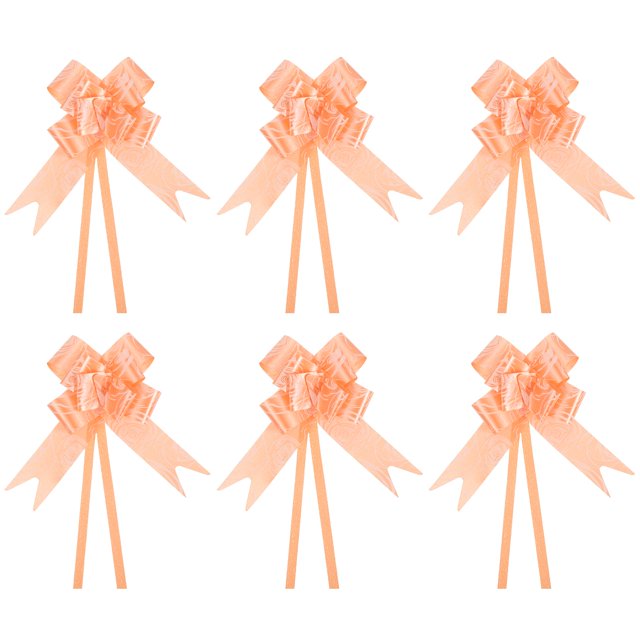 Unique Bargains 10 Inch Pull Bows Ribbon Gift Wrapping String Rose Pattern Decorative Bow Tie Orange 100 Pack