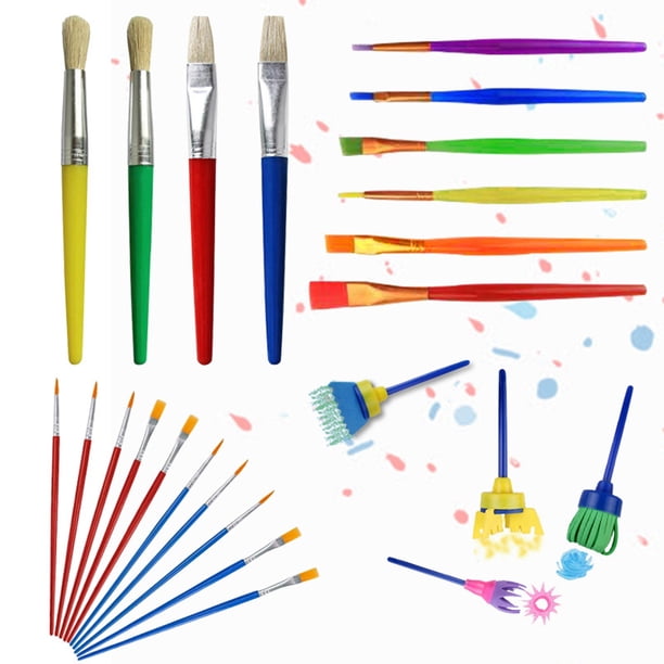30 Pcs Pinceaux Mousse Éponges à Peinture Kit Coloré - 5 Tailles Pour Enfants, Art Et Pochoirs