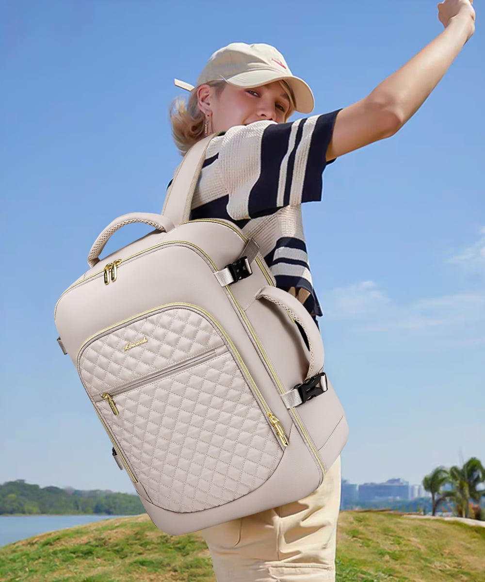 Lovevook Women's Waterproof Fabric 17.3" Laptop Backpacks, Nude