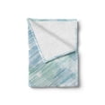 thumbnail image 2 of Modern Soft Flannel Fleece Throw Blanket, Abstract Geometrical Futuristic Modern Image Stripes and Unknown Background, Cozy Plush for Indoor and Outdoor Use, 60" x 80", Blue and White, by Ambesonne, 2 of 6