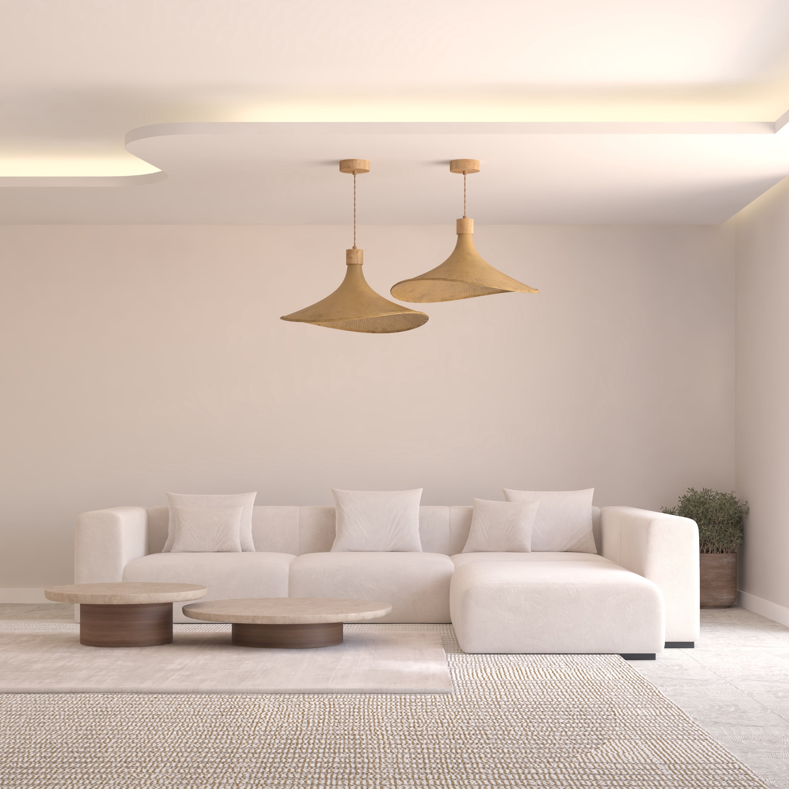 Ozarke Avery Rattan Pendant Light - 1-Light Adjustable Light Fixture Ceiling Mount Kitchen Island, Bamboo Woven Wicker Ceiling Hanging
