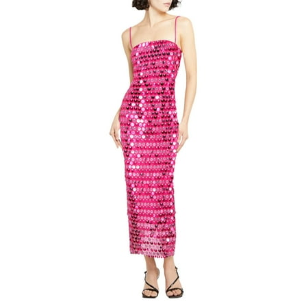 QYZEU Dress for Women Casual Women s Wrap Long Dress Women s Sexy Suspender Slim Fit Sequin Dress Evening Gown Dress Women Spaghetti Straps Dresses Hot Pink L