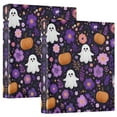 thumbnail image 2 of Purple Flowers and Pumpkins 3 Ring Hardcover Binders 1.5in Round Rings for Letter-Size Folder Paper Organizer Pockets for Office Student Recipe, 2 of 9