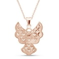 thumbnail image 3 of AFFY Round Shape White Natural Diamond Accents Two Tone Angel Pendant Necklace In 10k Solid Rose Gold, 3 of 5