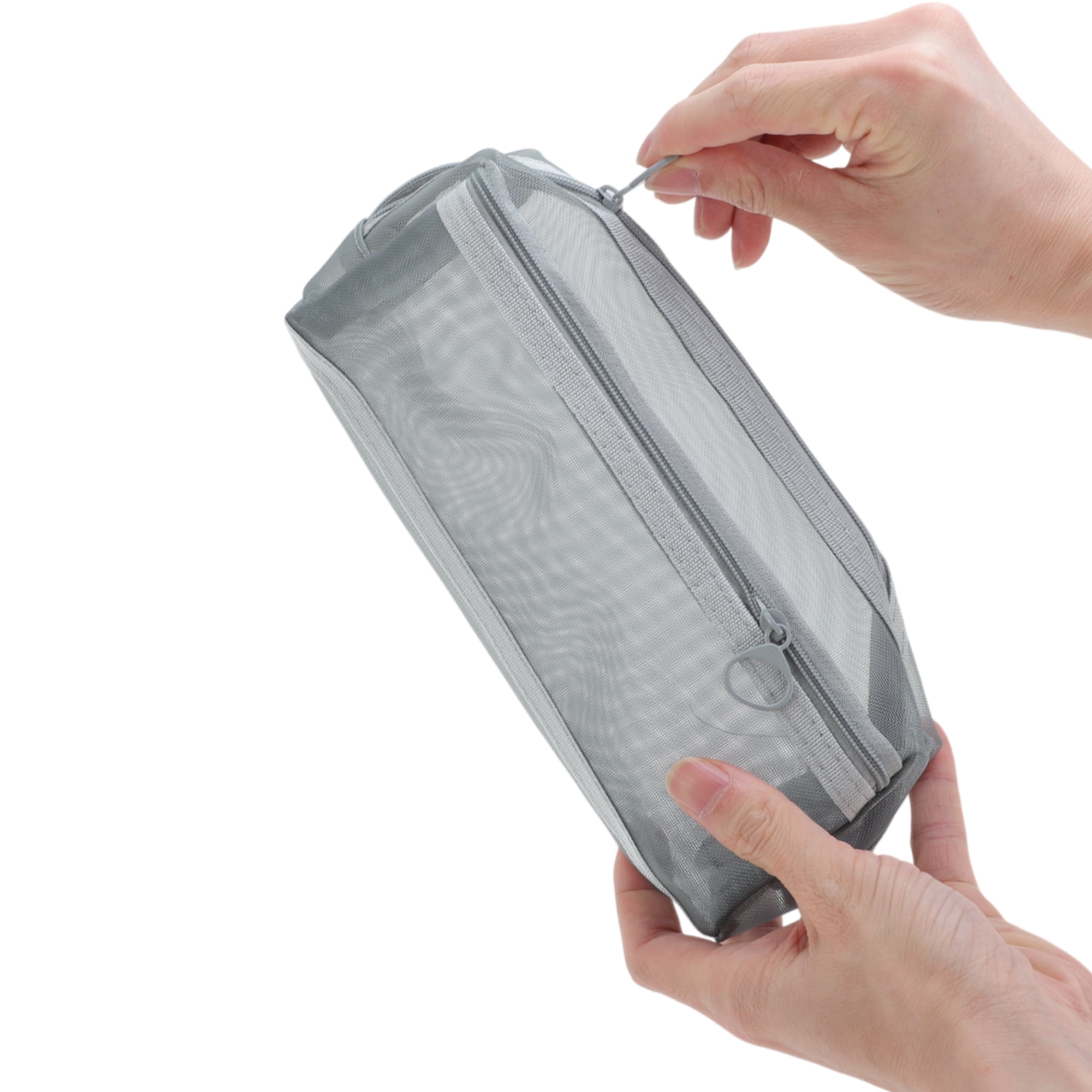 Unique Bargains Mesh Pen Bag, Zipper Mesh Pouch, Multifunctional Pencil Case Gray 8.66"x1.97"x2.76"