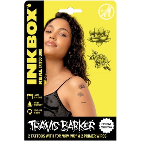 Inkbox Temporary Tattoos, Lotus+Peony, 2 Pack