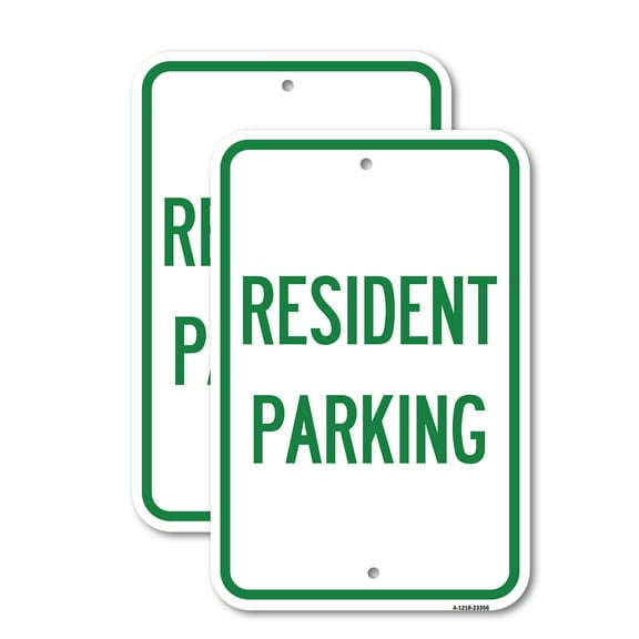 (2 Pack) Parking Sign Resident Parking | 18" X 24" Heavy-Gauge Aluminum Sign | Rust Free Aluminum, Weather Resistant, Waterproof, Fade Resistant, 2 Pre-drilled Holes