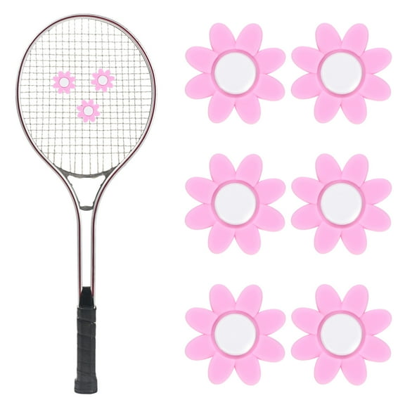 Tennis Racket Dampener [6PCS] - Funny Flower Shape Silicone Tennis Shock Absorber Racket Vibration Dampener [Pink]