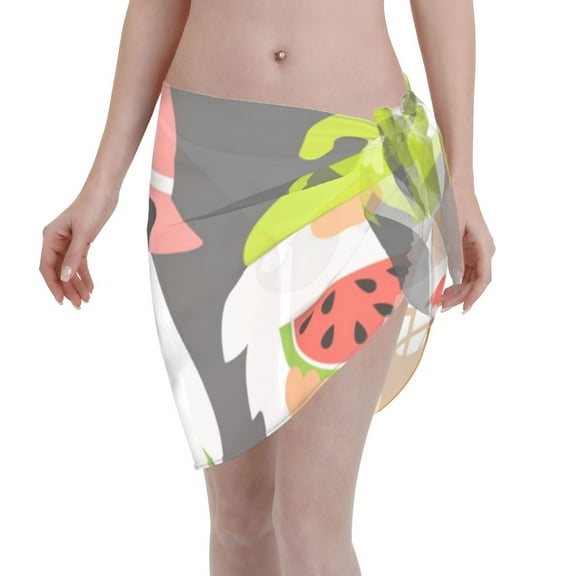 Disketp Summer Gnome 1 Women Swimsuit Cover Up Short Chiffon Summer Beach Sarong Bikini Wrap Skirt Bathing Suit