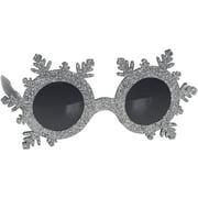 Star Power Novelty Snowflake Glasses, Silver Black, One-Size (6" Wide)