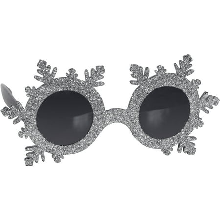 Star Power Novelty Snowflake Glasses, Silver Black, One-Size (6" Wide)
