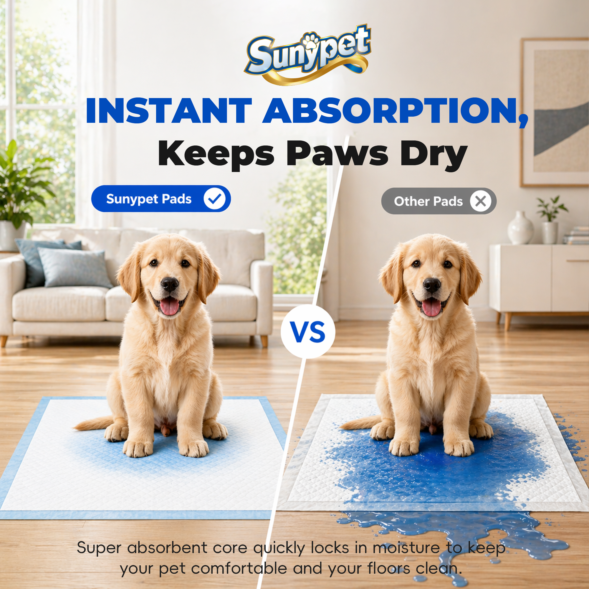 SUNYPET Puppy Pads, Large 23" x 23", 100 Count photo 3