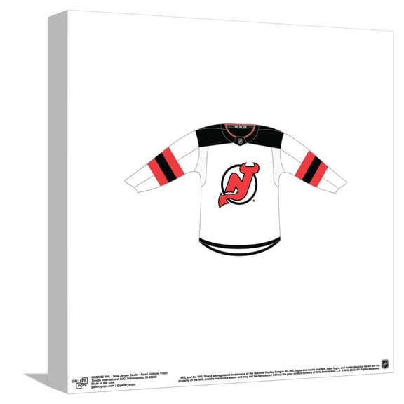 Gallery Pops NHL - New Jersey Devils - Road Uniform Front Canvas Wall Art, Unframed Version, 12" x 12"
