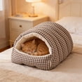 thumbnail image 4 of Pet Bed for Cats and Dogs, Removable Washable Winter Warm Pet Villa, Semi-Enclosed Cat House, Soft Pet Nest Mat for Small Dogs and Cats, 4 of 12