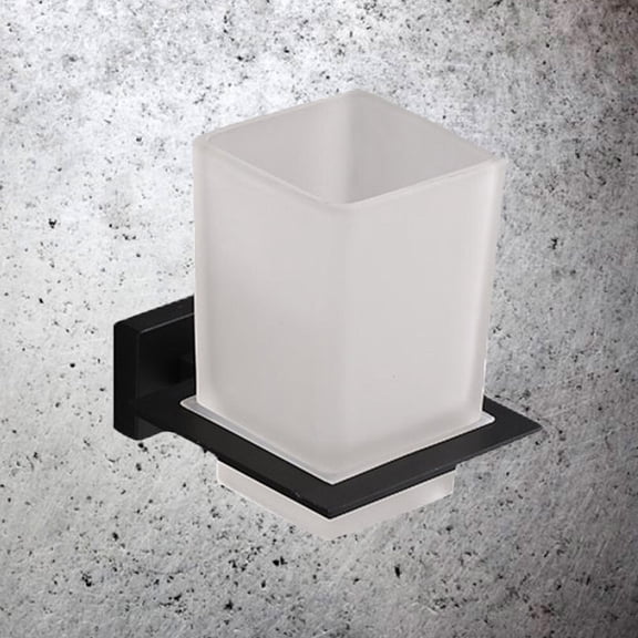 Greenadscape Toothbrush Holders Bathroom 1Pcs Square Zinc Alloy and Glass Non-slip for Homeowners