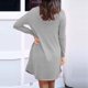 thumbnail image 4 of Vestido de manga larga casual de color sólido con bolsillo con botones y costuras con cuello en V para mujer Fridja nbo4394, 4 of 6