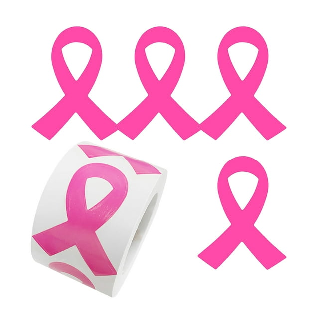 KAKOWELY 320pcs Pink Ribbon Stickers Breast Cancer Awareness Stickers Breast Cancer Awareness Helmet Window Car Decals for Women Girls Mom,1.97X"X1.57"X0.04"