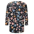thumbnail image 5 of VBTAPA 3/4 Sleeve Tops for Women 2025 Dressy Casual Floral Print Tshirts Plus Size Crewneck Blouse Loose Fitted Tunic Tee on Sale Multicolor XL, 5 of 6