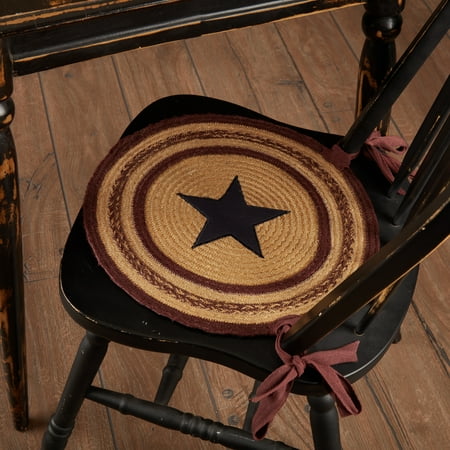 VHC Brands Potomac Chair Pad Set  15  Diameter  Burgundy 6 Pieces